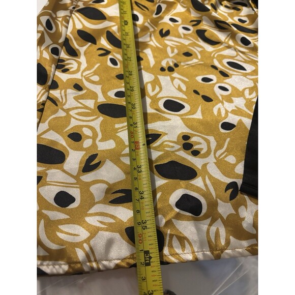 BCBG Maxazria Y2k Satin Adele Wrap Dress M Black Gold Long Sleeves Abstract - Picture 13 of 14
